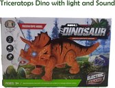 Electronic Walking Triceratops Dinosaur Toy / 2xAA 1.5V Battery Operating / Music & Sound Effects / Colorful Lighting Effects