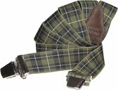 Pierre Mouton Tartan Bretel - Bretels - Volwassenen - Heren - Legergroen - 120cm - 3 brede clips - M - L