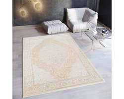 Tapiso Ares Vloerkleed Beige Laagpolig Woonkamer Gebloemd Oriental Tapijt Maat- 200x300