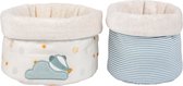 Nattou Felix & Leo - Set van 2 Opbergmandjes - 40 cm - Dusty blauw