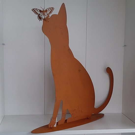 Chat en métal industriel-rouille-patiné 49 cm de haut