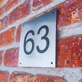 Huisnummerbord RVS Deluxe - Nummer 45 - 12 x 12 cm - incl. set voor bevestiging | - naambord - nummerbord - voordeur