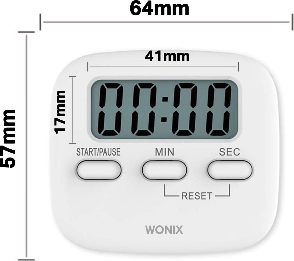 Wonix® kookwekker digitaal - Digitale timer - Magneet - Eierwekker - Wit — cadeau in Kookcadeaus - foto 4