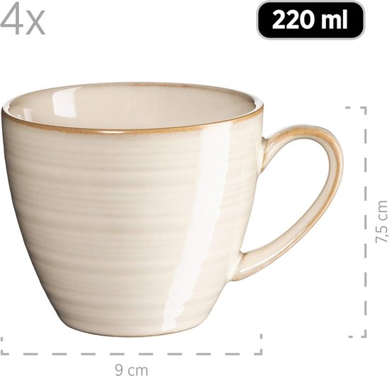 Ritzenhoff & Breker Koffiemokken set Bianco, 6-delig, 300 milliliter, wit