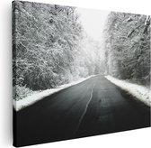 Artaza Canvas Schilderij Winterse Weg - 40x30 - Klein - Foto Op Canvas - Canvas Print