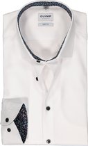 OLYMP Level 5 body fit overhemd - mouwlengte 7 - structuur - wit - Strijkvriendelijk - Boordmaat: 42