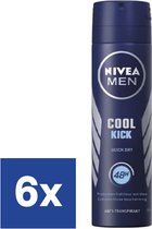 NIVEA MEN Cool Kick - 6 x 150 ml - Voordeelverpakking - Deodorant Spray