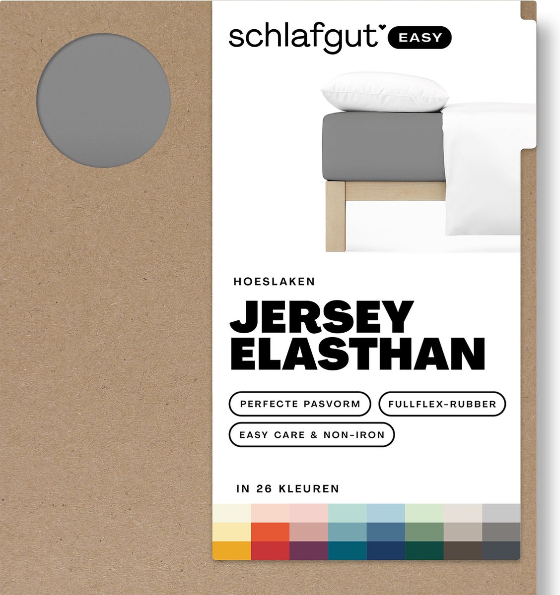 Schlafgut Easy Jersey Elasthan Hoeslaken XL 180x200 200x220 128 Grey Mid