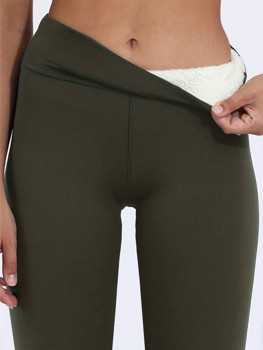 Livano Winter Panty Warme panty Fleece Panty Thermo Panty Legging Stretch Dames Kleding Groen