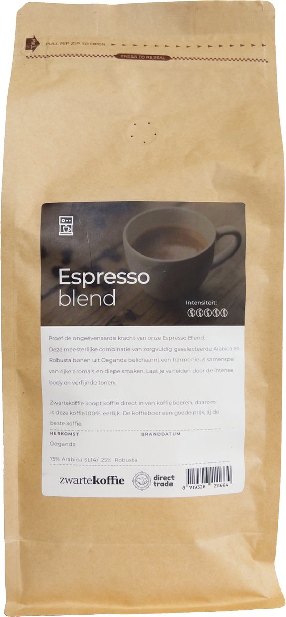 Espresso Blend - 1 kilo - Espresso koffie bonen - cappuccino - Italiaanse koffie - espresso machine - volautomaat - intense smaken - Zwartekoffie -