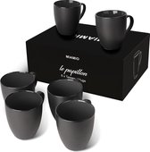 6 x 350 ml Koffiekopjes/Koffiemok Set - Set van 6 Moderne Kopjes - Le Papillon Collectie (Zwart)