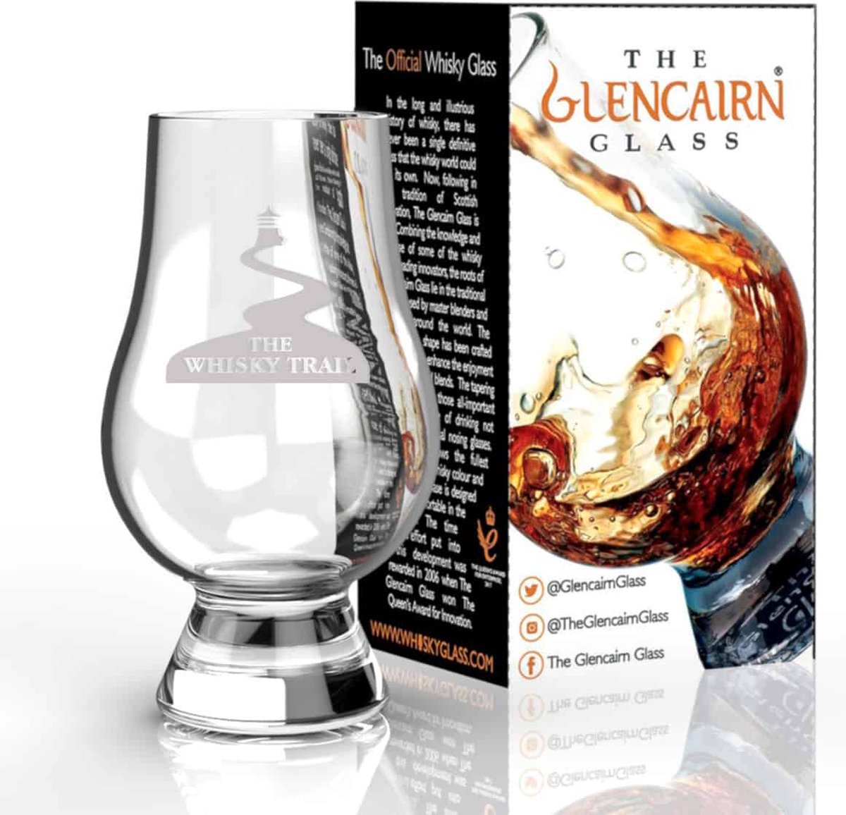 Whiskyglas Gegraveerd met Whisky Trail - Glencairn Crystal Scotland
