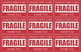 Breekbaar Fragile Stickers Etiketten Verhuisstickers 50mm x 76,2mm - Handle With Care - Thank You - Transport Stickervel -27 stuks set