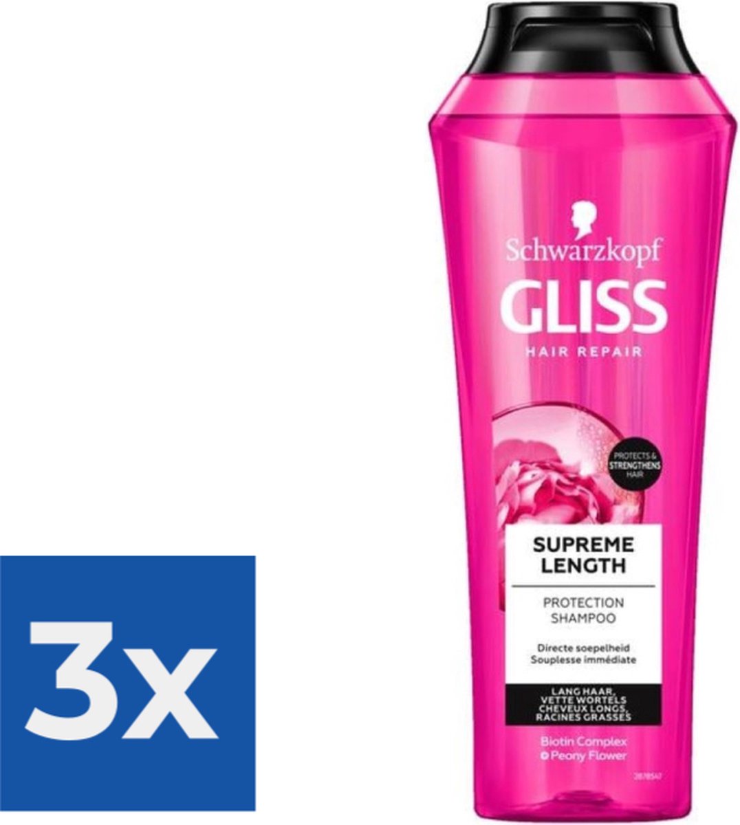 Gliss Kur Supreme Length Shampoo 250 ml - Voordeelverpakking 3 stuks