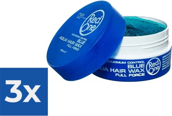 Trois pots de cire bleue Red One, couvercle ouvert, montrant la cire bleue.