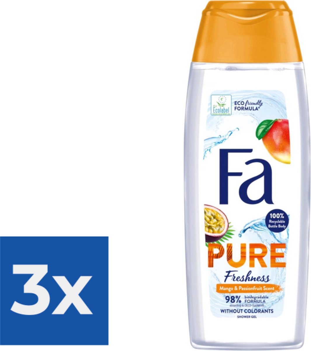 Goedkoopste Fa Douchegel - Pure Freshness Mango & passievrucht 250ml - Voordeelverpakking 3 stuks