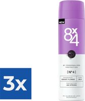 8x4 Deodorant Spray No 4 Vibrant Flower 150 ml - Voordeelverpakking 3 stuks