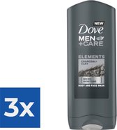 Dove Douchegel Men - Care Elements Charcoal & clay 400ml - Voordeelverpakking 3 stuks