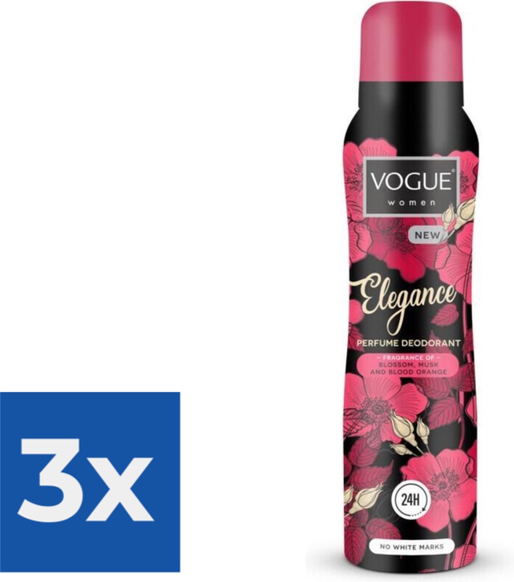 Goedkoopste Vogue Elegance Parfum Deodorant 150 ml - Voordeelverpakking 3 stuks