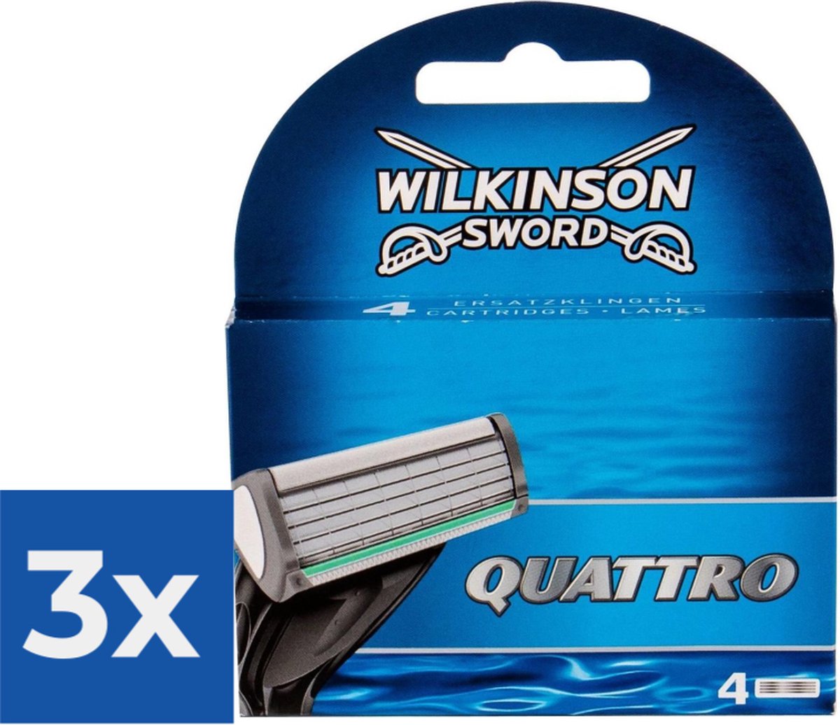 Wilkinson Sword Quattro - 4 stuks - Scheermesjes - Voordeelverpakking 3 stuks
