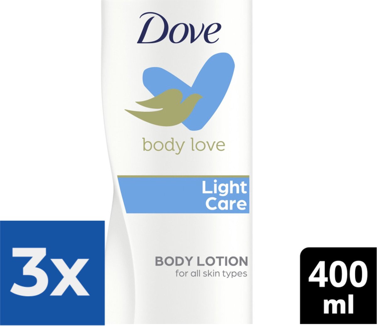 Goedkoopste Dove Body Love Light Care Bodylotion 400 ml - Voordeelverpakking 3 stuks