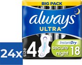 Always Maandverband Ultra Secure Night 18 Stuks - Voordeelverpakking 24 stuks
