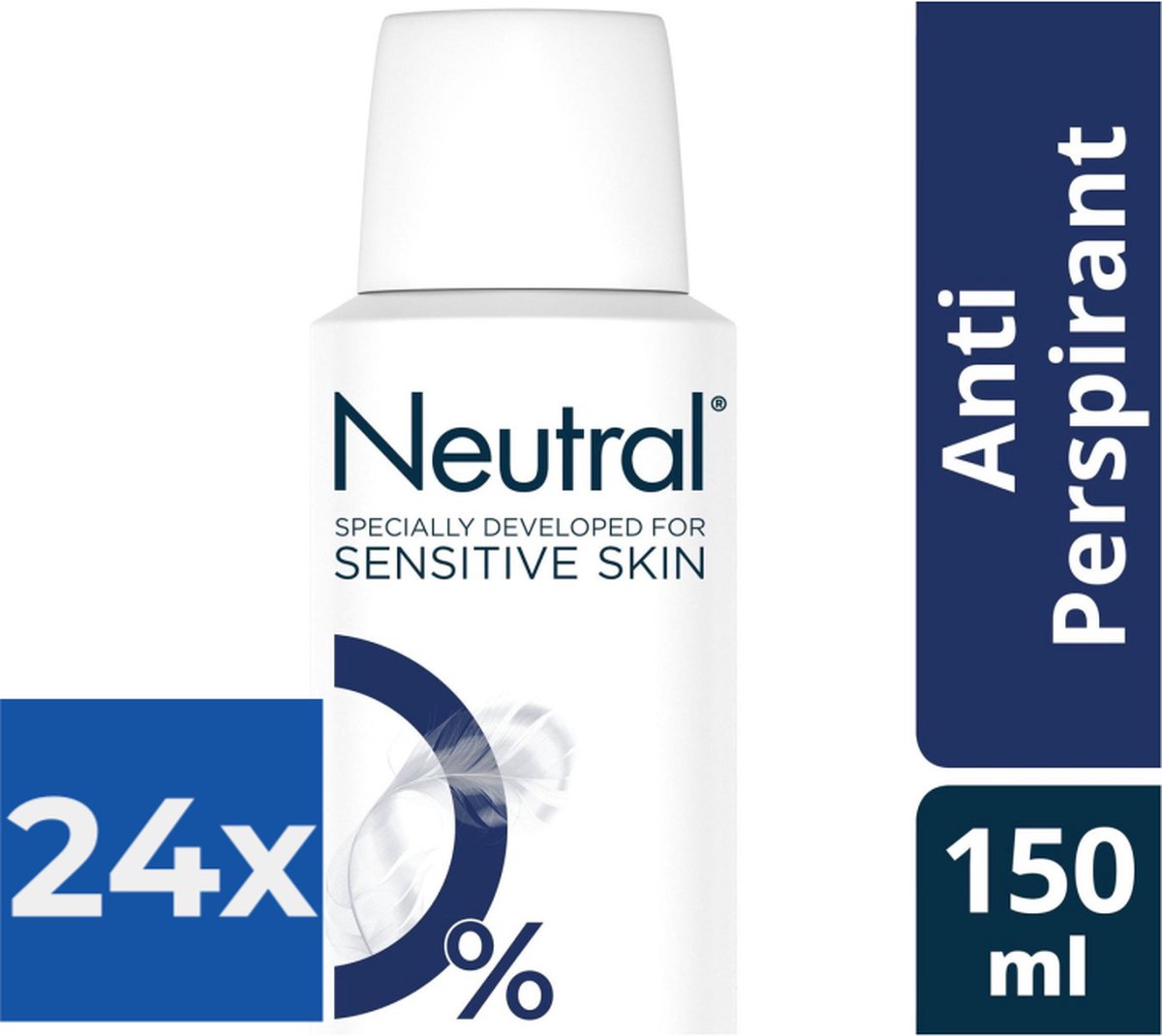 Goedkoopste Neutral Deospray - Anti-Perspirant 150 ml - Voordeelverpakking 24 stuks