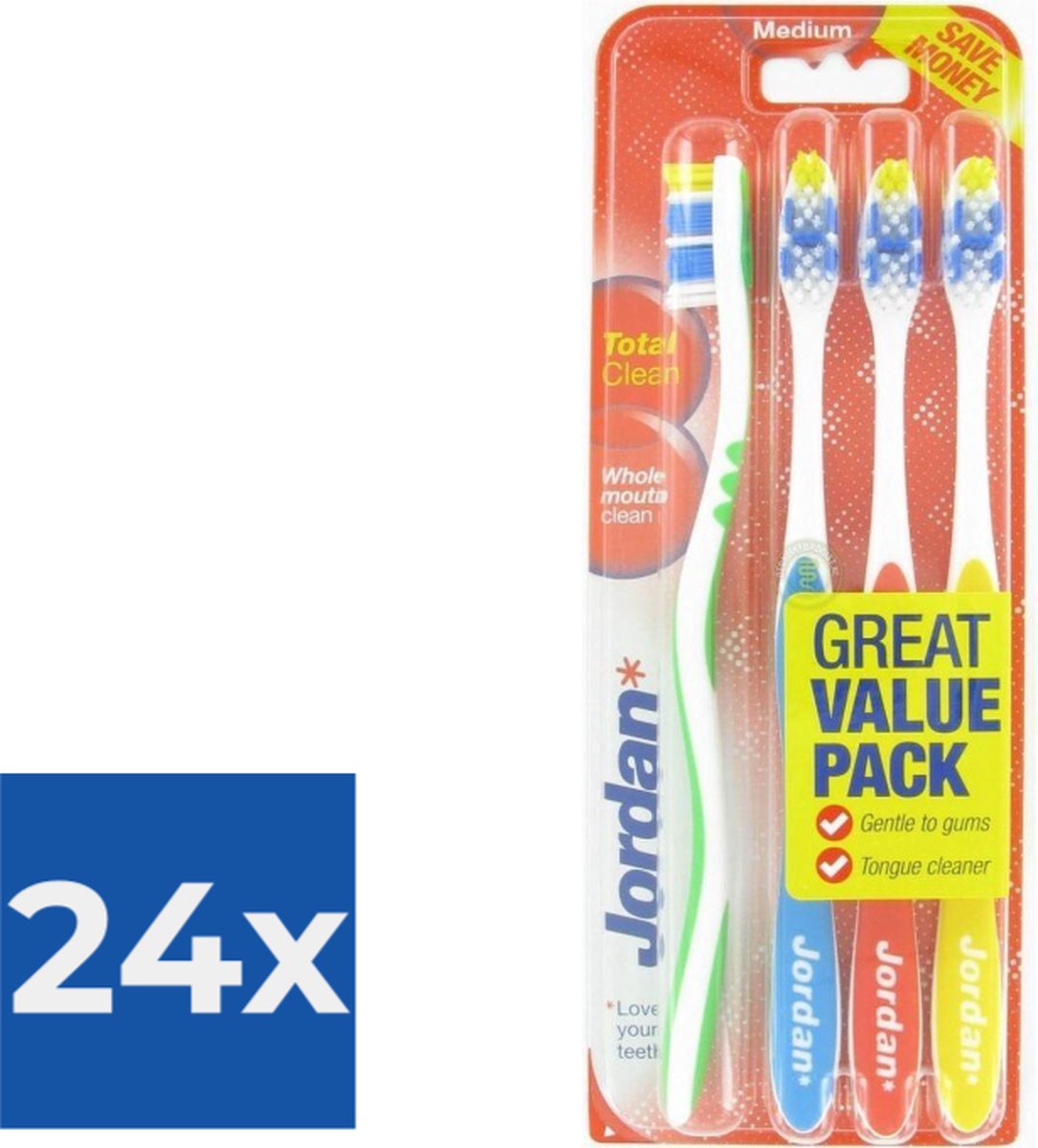 Goedkoopste Jordan - Total Clean Tandenborstels Medium - 4 stuks - Voordeelverpakking 24 stuks