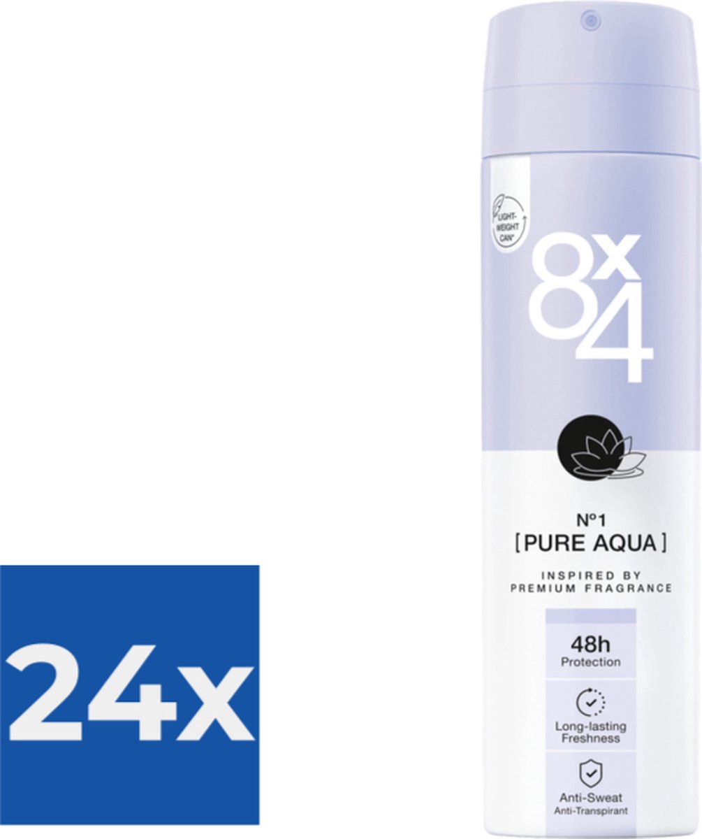 8 x 4 Deospray  No.1 Pure Aqua 150 ml - Voordeelverpakking 24 stuks