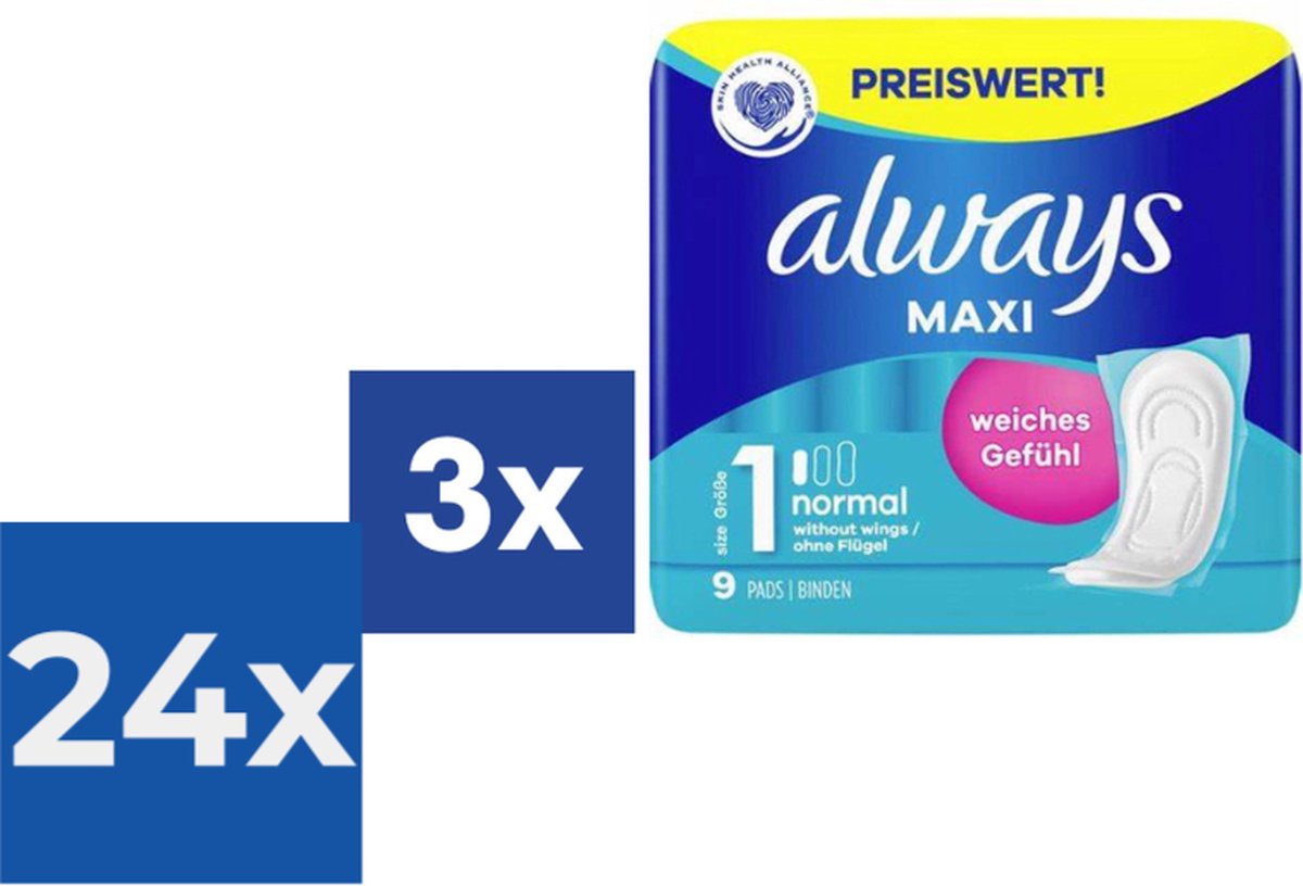 Goedkoopste Always Maxi Normal Maandverband - 3 x 9 stuks - Voordeelverpakking 24 stuks