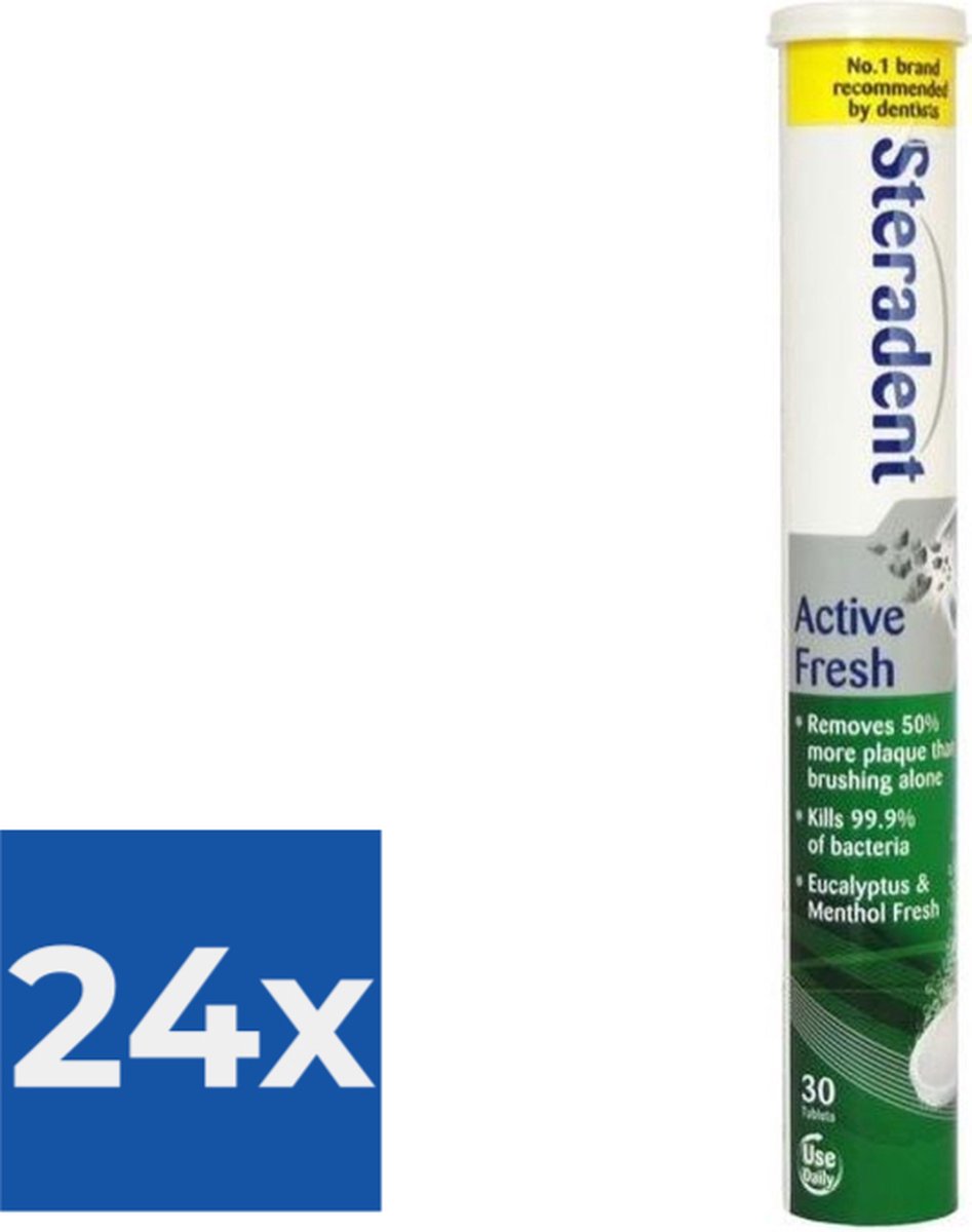 Steradent Reinigingstabletten - Active Fresh 30 Tabletten - Voordeelverpakking 24 stuks