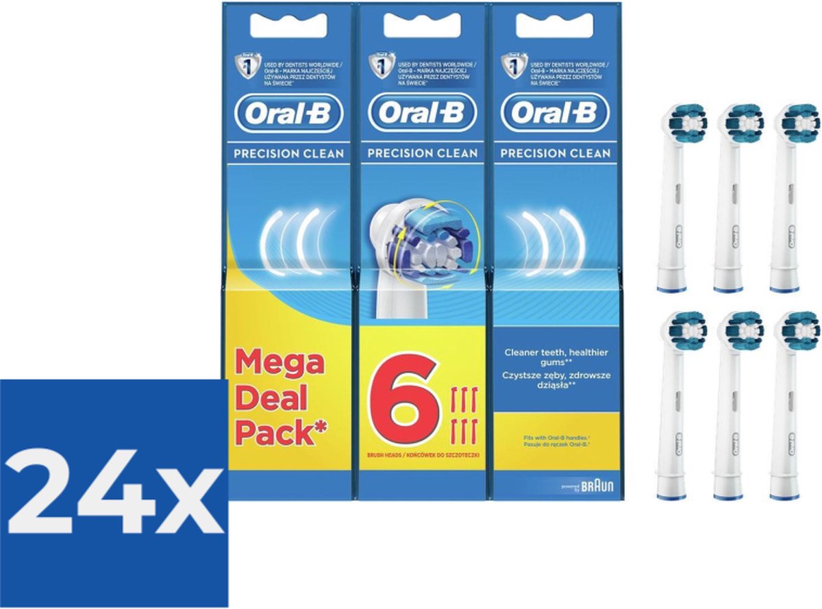 Oral B Oral-B Precision Clean Opzetborstels 6 stuks Wit Voordeelverpakking 24 stuks