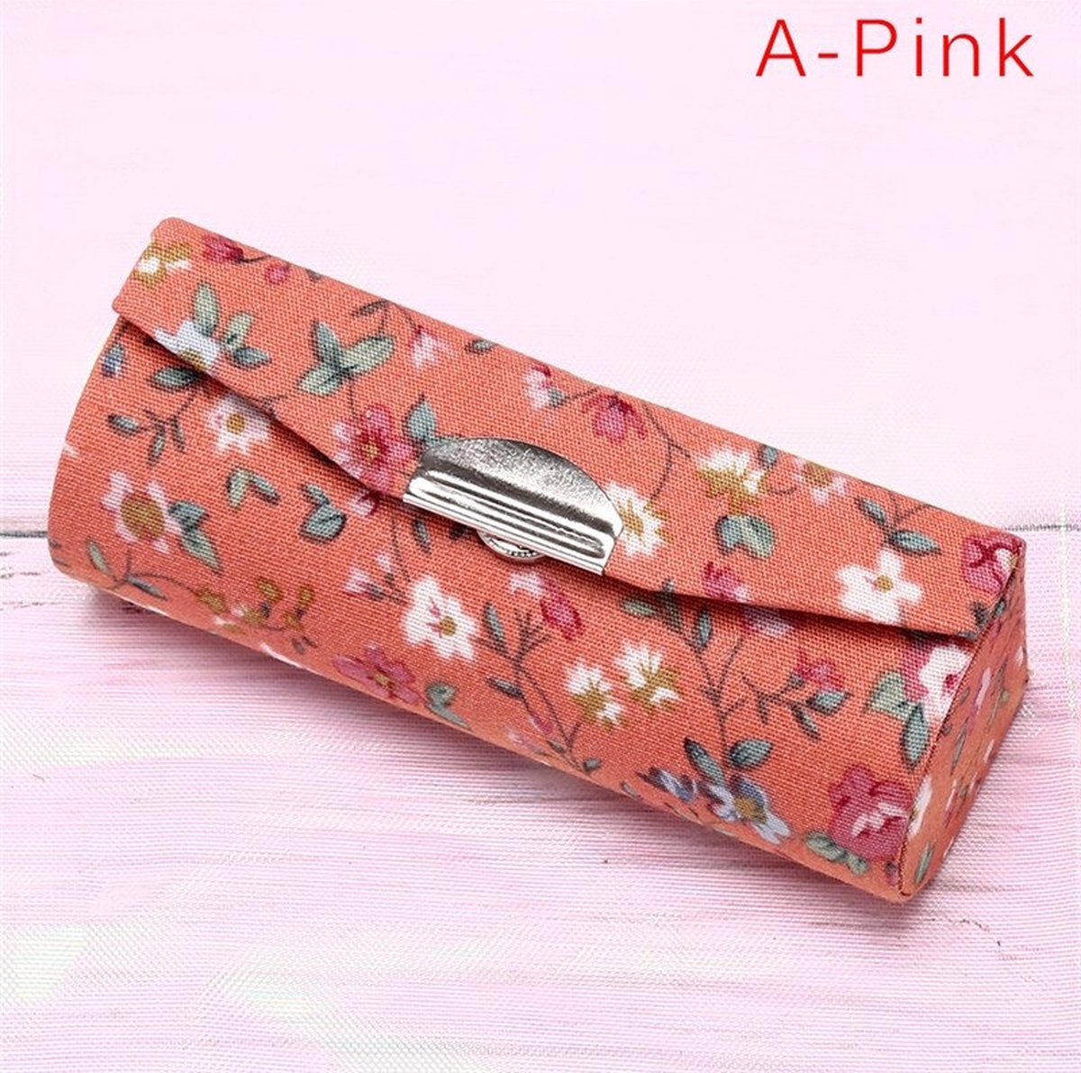 Lippenstift houder - Lippenstiftdoosje - Lipstick houder - Met spiegel - Roze met opdruk