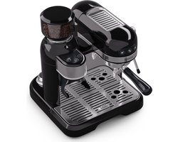 Klarstein Koffiemachine Espresso portafiltermachine met melkopschuimer, 1,4 L retro mini-espressomachine met filterhouder, 1550W koffiezetapparaat klein, melktank, thermoblock, voor cappuccino - 20 Bar - voor Keuken - LED