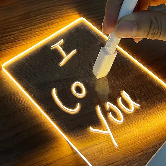 Tableau de notes lumineux en Acryl 2D créatif, lampe de nuit LED pour éclairer votre message, tableau de notes en Acryl transparent, lumière de vacances, veilleuse LED Creative 2D en acrylique pour bureau | effaçable à sec comme mémo lumineux, USB