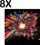BWK Textiele Placemat - Explosie van Kleuren - Set van 8 Placemats - 50x50 cm - Polyester Stof - Afneembaar