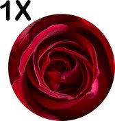 BWK Luxe Ronde Placemat - Close-Up - Rode Roos - Bloem - Set van 1 Placemats - 40x40 cm - 2 mm dik Vinyl - Anti Slip - Afneembaar