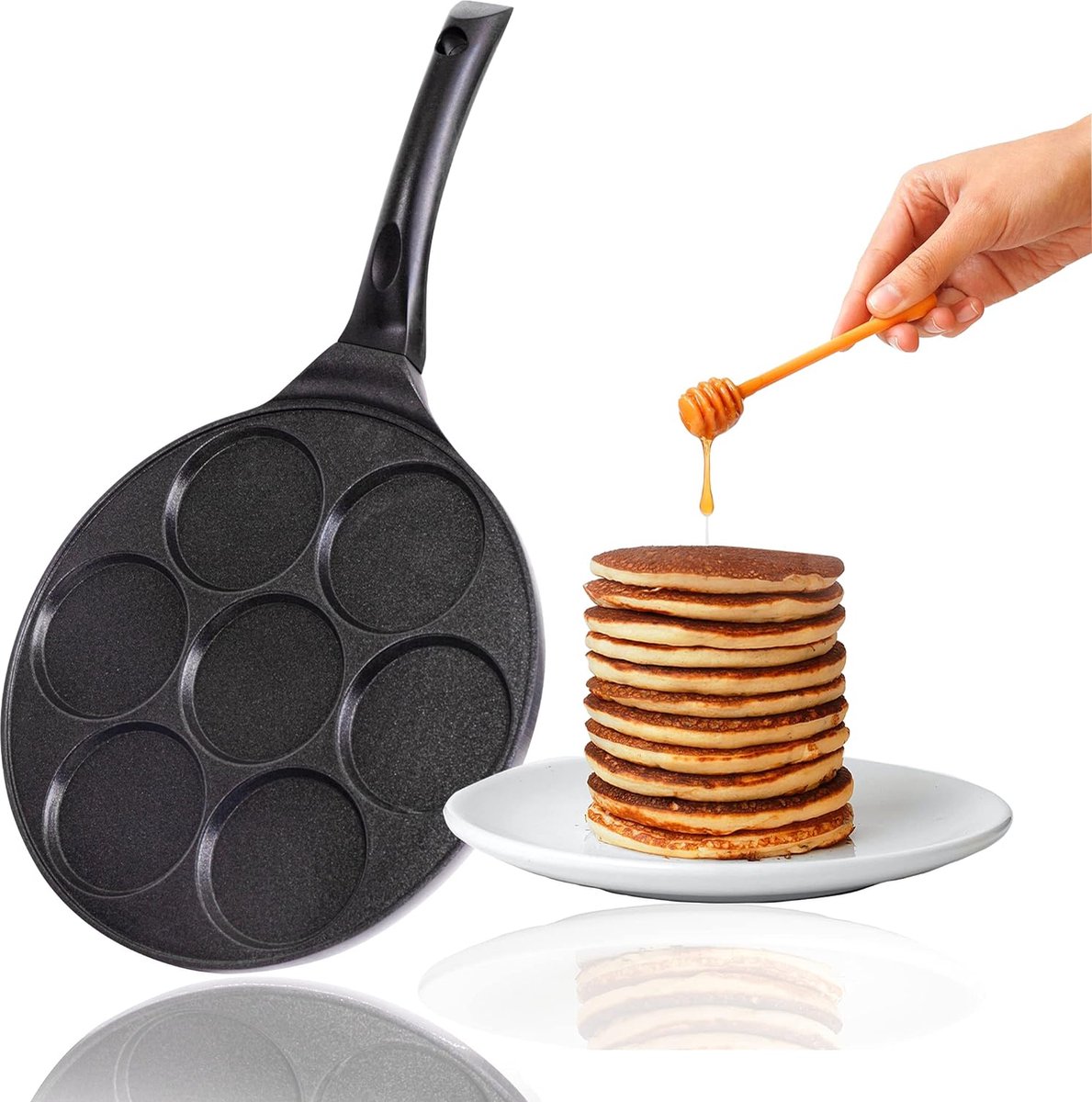 Moule anti-adhésif pour 7 pancakes, crêpes, blinis, omelettes