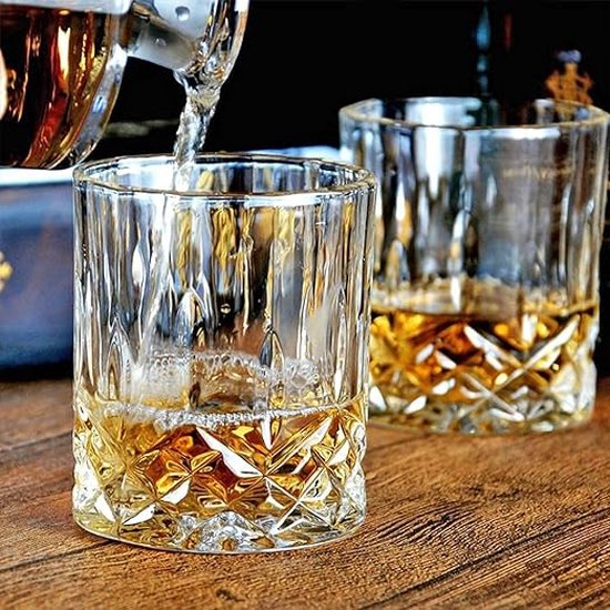 Irregular Whisky Glasses Set of 6 Glasses Whiskey Gift Pack for Men, Tumbler Glasses Drinking for Birthday Father's Day Retirement Husband Grandpa for Rum Gin Bourbon