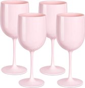 Plastic Wijnglazen, Set van 4 glazen, Champagneglazen, Plastic, 15 oz Champagneglazen, Proseccoglazen (Roze)