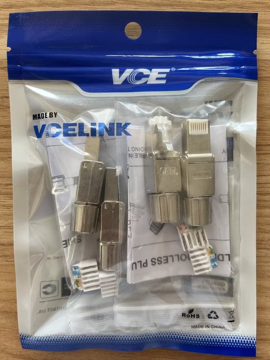 1x RJ45 CAT 6 netwerkstekker met vergulde contacten CAT6 LAN krimpstekker Gigabit-connector voor patchkabel, installatiekabel CAT7 CAT6A CAT5 Compatibel Gereedschapsvrij Gereedschaploos DSL-stekker