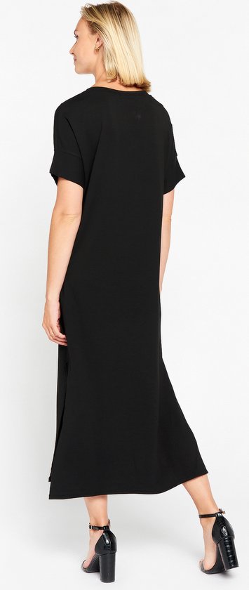 LolaLiza T shirt jurk met V hals Black Maat XS bol