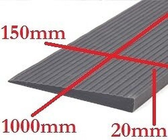 Rubberen drempelhulp 2 cm - 20 mm - Antislip - Oprijplaat Drempelhelling Drempelplaat Oprijhelling - 100 cm breed