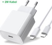 Calle Ocho® Snellader iPhone USB C Lader met 2 Meter kabel USB-C naar Lightning Kabel Voor iPhone 11/12/13, iPad Lader - iPad Adapter