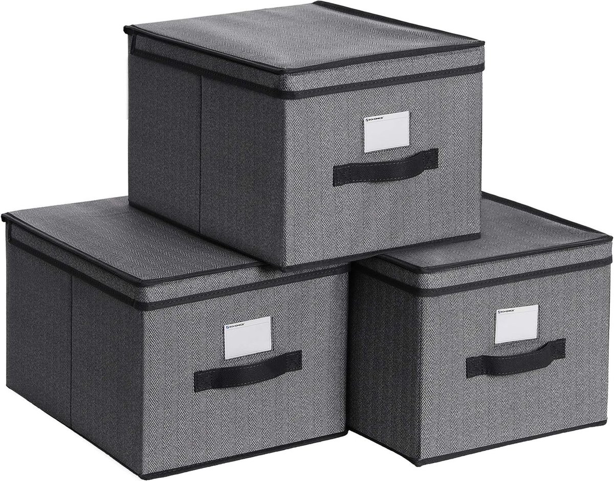 Set van 3 opbergdozen, koffer, mand, speelgoedorganizer