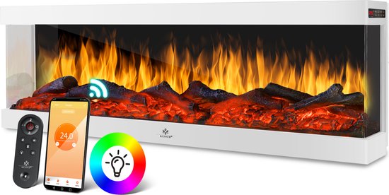 Adler AD 7755 Elektrische LED-Haard 2000W – 3D Vlameffect, Thermostaat 15–38 °C, Timer 1–12 uur, Touchdisplay, Afstandsbediening, Modern Draagbaar Ontwerp, Gehard Glas