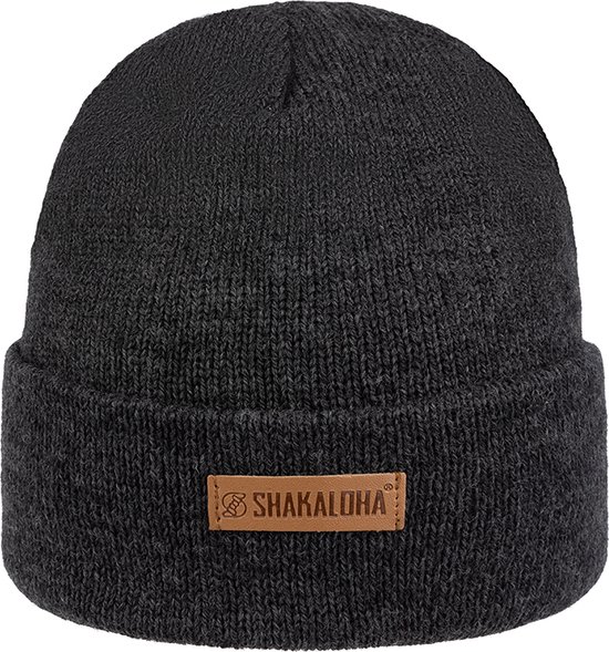 Shakaloha Gebreide Wollen Muts Heren & Dames Beanie Hat van merino wol zonder voering - Buck Beanie Mrn Antracite Unisex - One Size Wintermuts