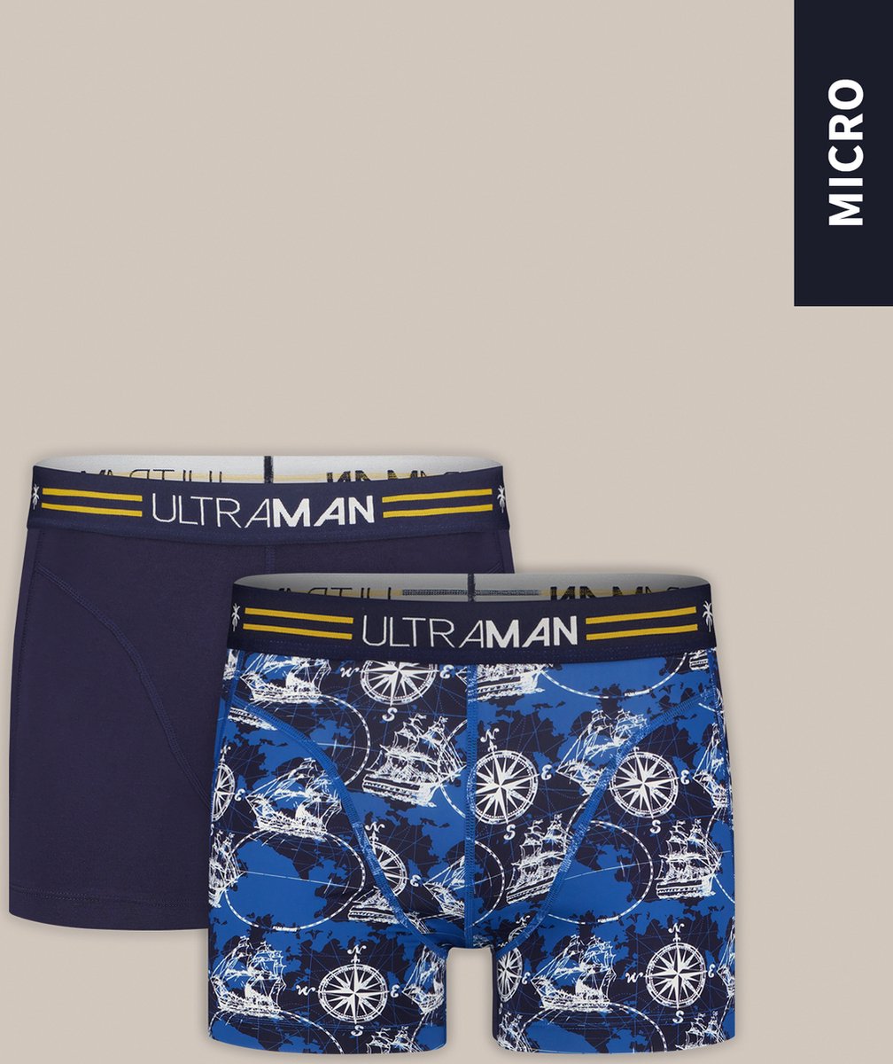 Sapph & Ultraman - 2-Pack boxershort heren/ onderbroek heren - Sneldrogend - Microstof - Blauw - XL