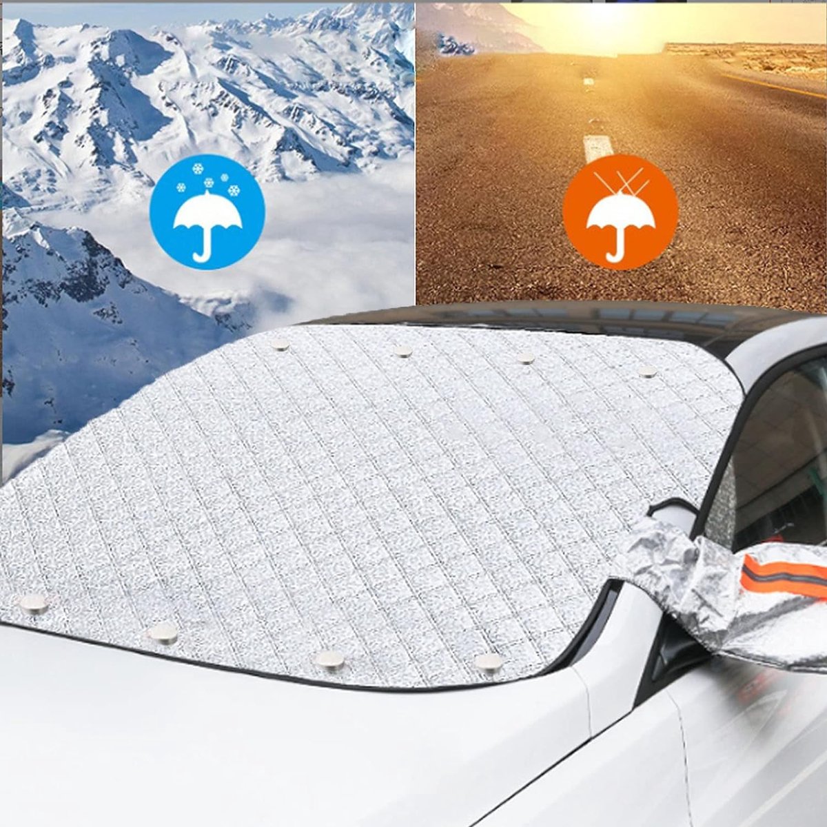 Housse de pare-brise de voiture, pare-soleil de voiture, couverture de  pare-brise de voiture universelle magnétique anti-uv anti-glace et anti-gel,  145 x 113cm