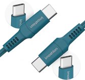 Câble iMoshion USB C vers USB C - 2 mètres - Chargeur rapide - Câble de charge pour Samsung, iPhone 15 et iPad, entre autres - Matériau tressé robuste - Bleu foncé